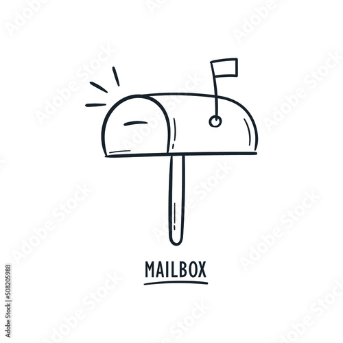Mailbox icon doodle vector illustration hand drawn cartoon style