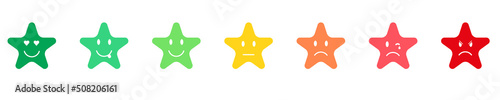 Vector set of colorful star icons. Stars with different emotions. Vector illustration eps10
