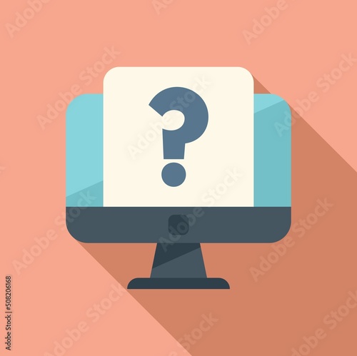 Question monitor icon flat vector. Creative problem