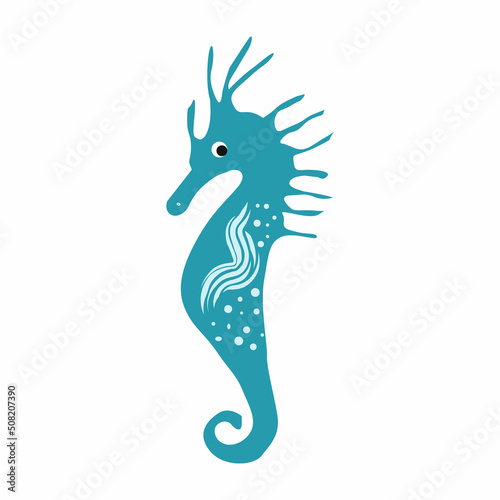 Cute cartoon blue seahorse. Isolated vector illustration. © Gulnaz