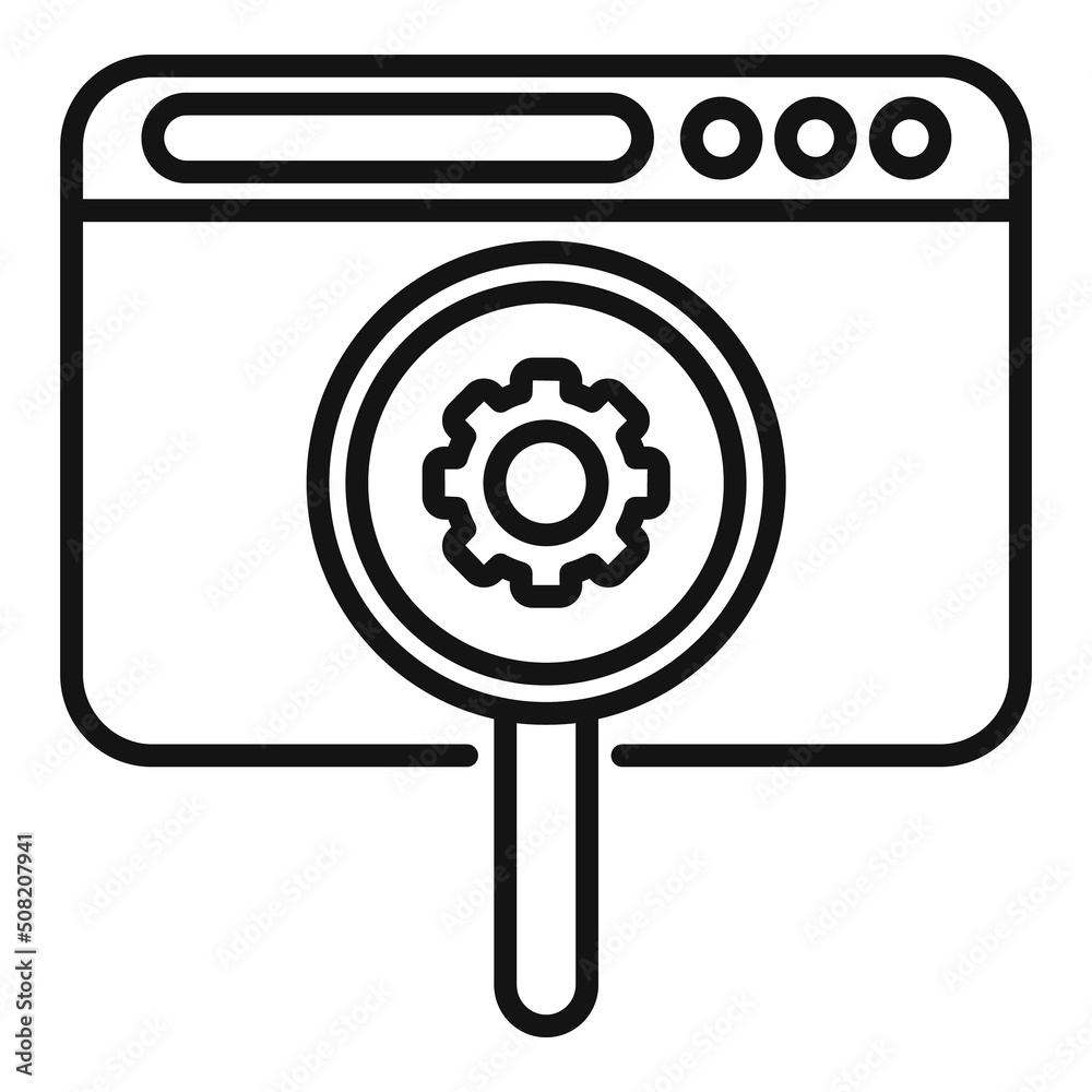 Web solution search icon outline vector. Creative problem Web solution search icon outline vector. Creative problem