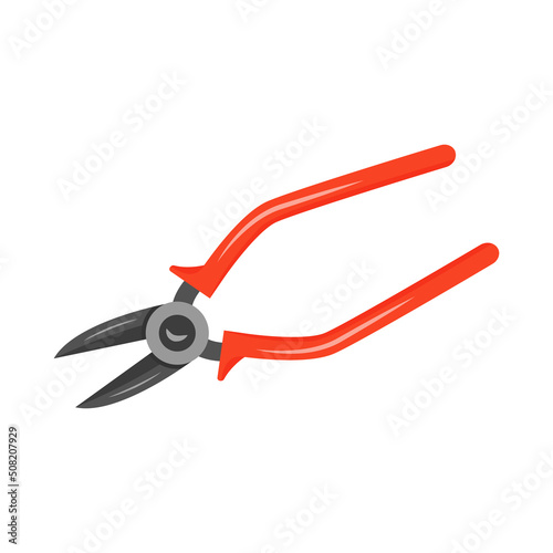 Cutting pliers semi flat color vector object. Full sized item on white. Burglar instrument. Nippers. Wire-cutter simple cartoon style illustration for web graphic design and animation