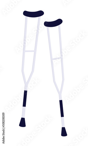 Underarm crutches semi flat color vector object. Full sized item on white. Mobility for disabled people. Supporting device simple cartoon style illustration for web graphic design and animation