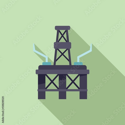 Oil rig icon flat vector. Sea platform