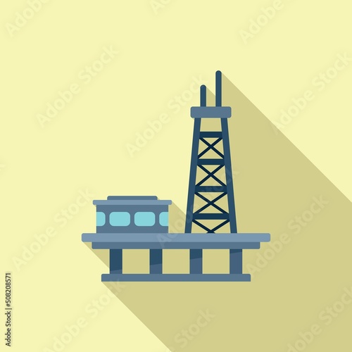 Offshore rig icon flat vector. Oil sea