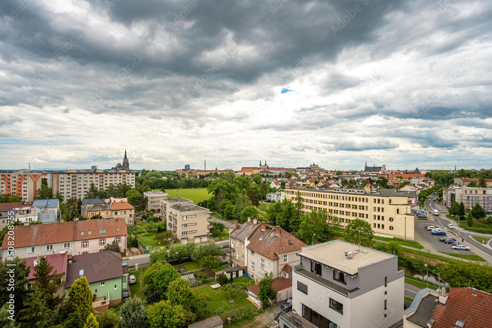 Panorama of the city of Olomouc in the Czech Republic from a bird's eye view