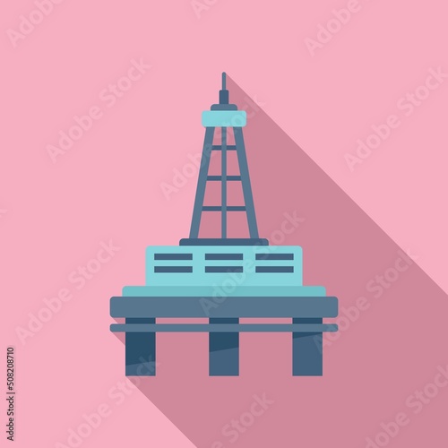 Industry energy rig icon flat vector. Oil sea