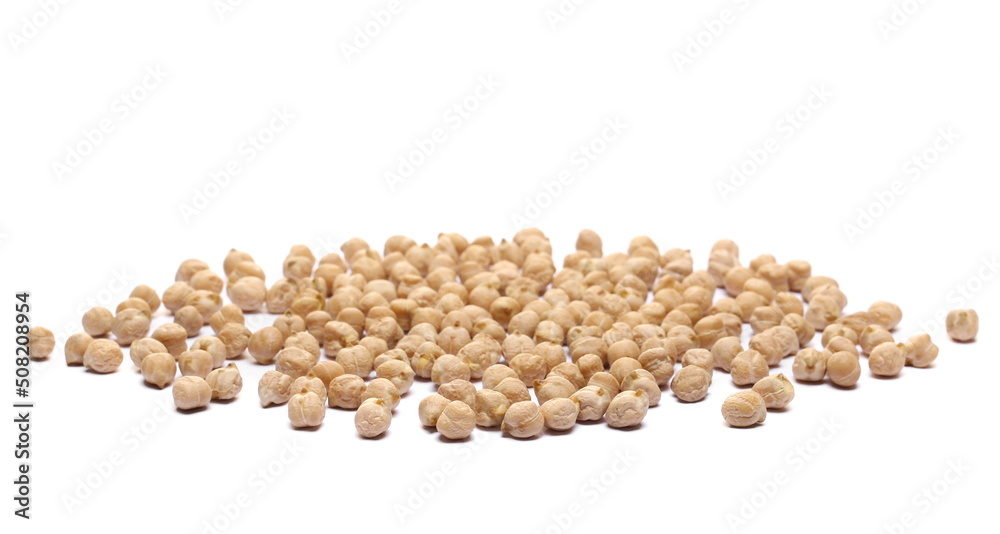 Raw chickpeas pile isolated on white Raw chickpeas pile isolated on white