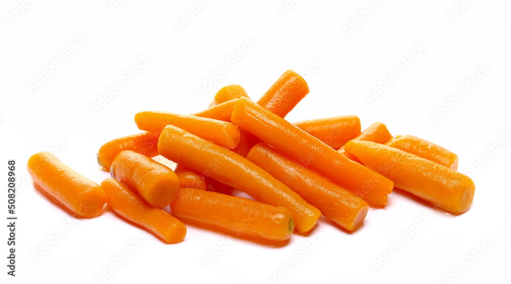 Cooked carrots pile isolated on white Cooked carrots pile isolated on white