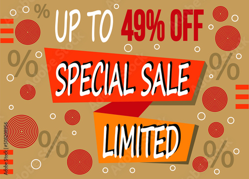 Special sale 49  discount. Banner with 49  price reduction on limited product units.