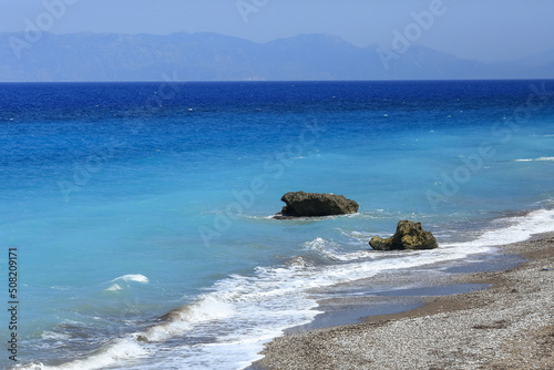 Town Rhodes sea coast, Greece