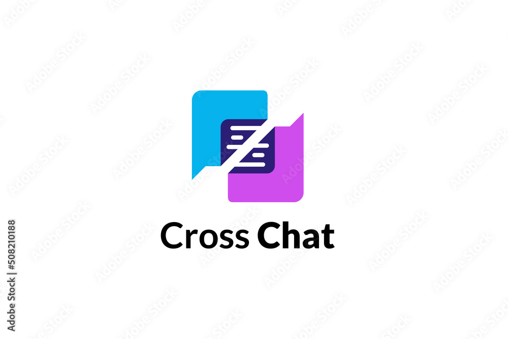 Cross chat logo. Message application icon Cross chat logo. Message application icon