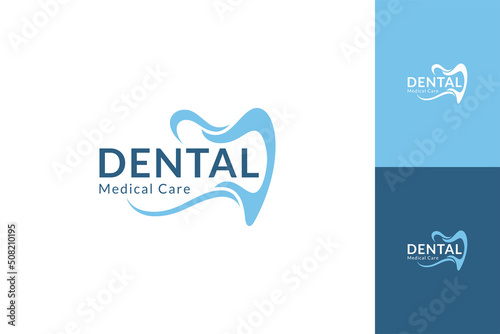 Dental medical care flat logo template with multiple preview colors