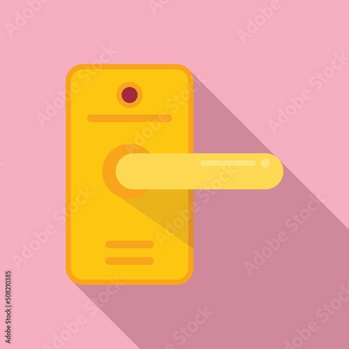 Exit door handle icon flat vector. Lock latch