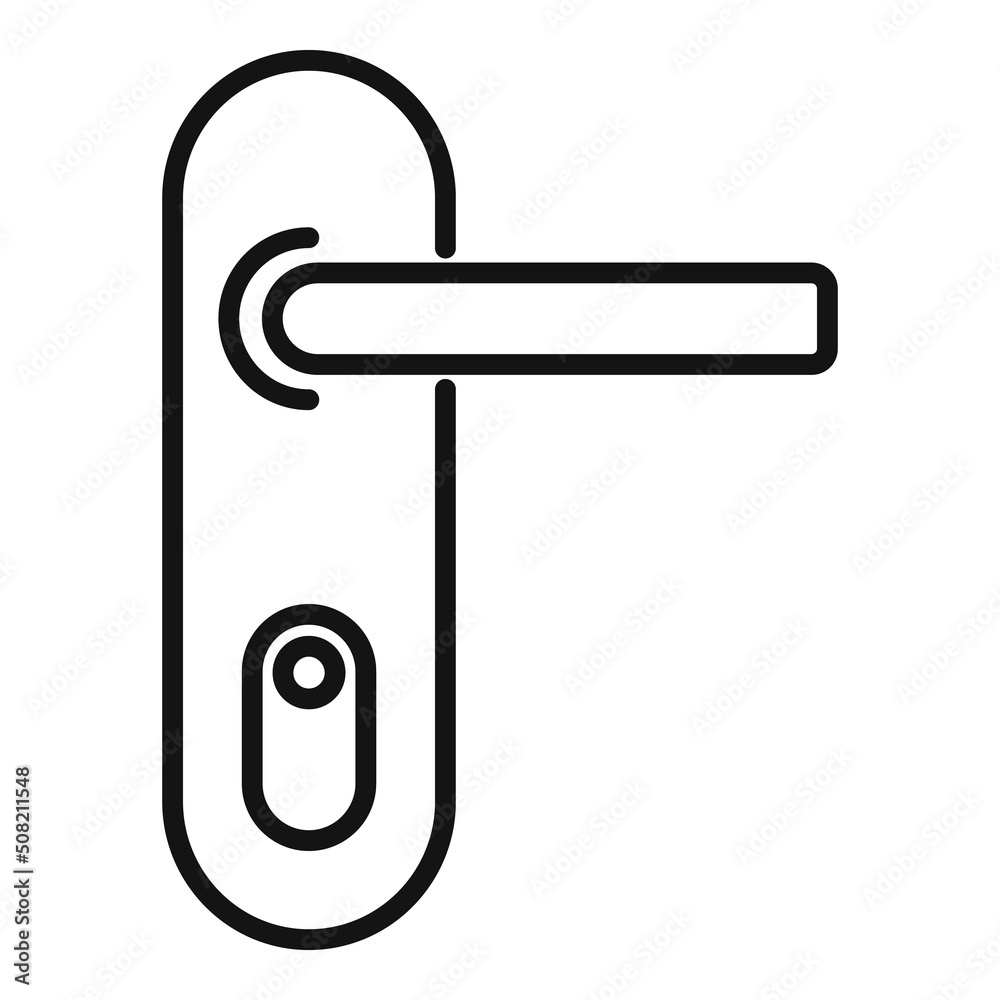 Steel door handle icon outline vector. Lock knob Steel door handle icon outline vector. Lock knob