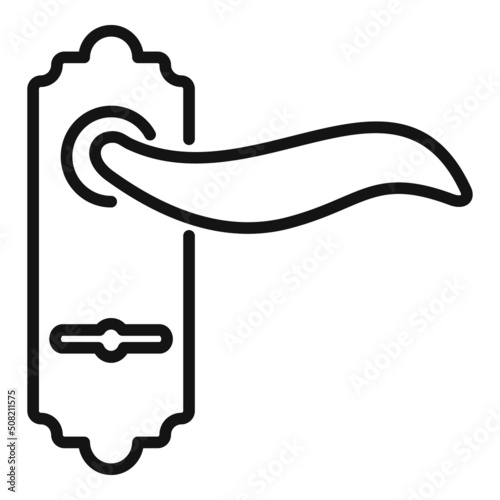 Antique door handle icon outline vector. Knob lock