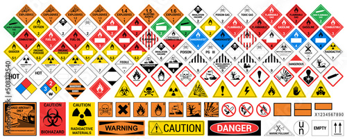 Obraz na plátně Vector hazardous material signs