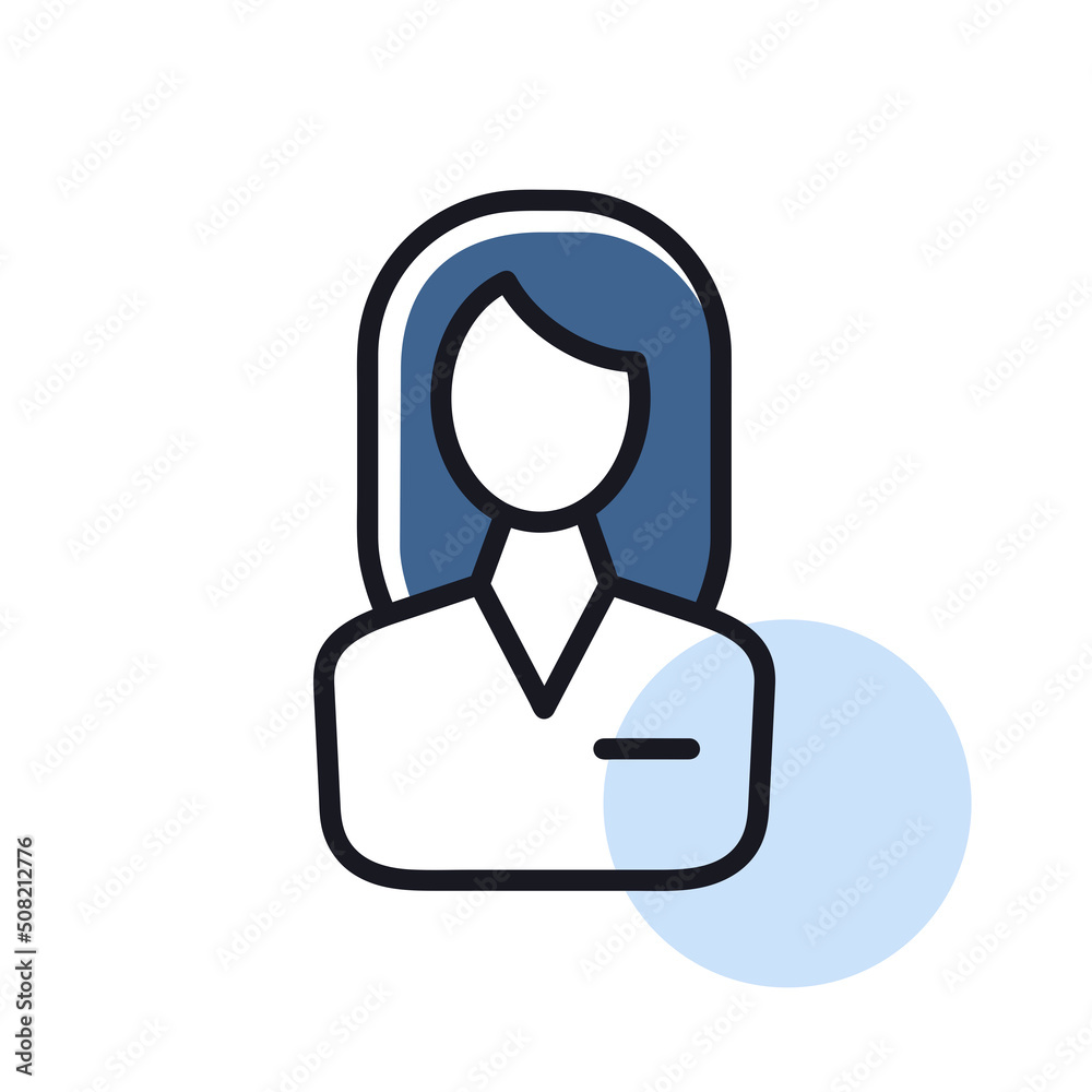 User icon of woman outline icon. Business sign User icon of woman outline icon. Business sign