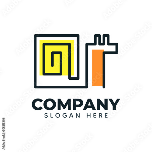 Labyrinth snail logo design, animal silhouette symbol illustration template