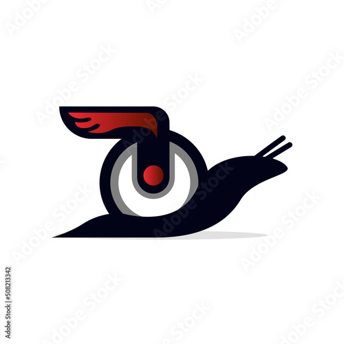 Racer snail logo design, nature animal symbol illustration template, turbo