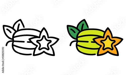 Illustration Vector Graphic of carambola fruit, fruit icon photo