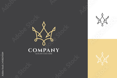 Royal king or queen crown logo, continuous line design style, luxurious, mature, geometric and sophisticated