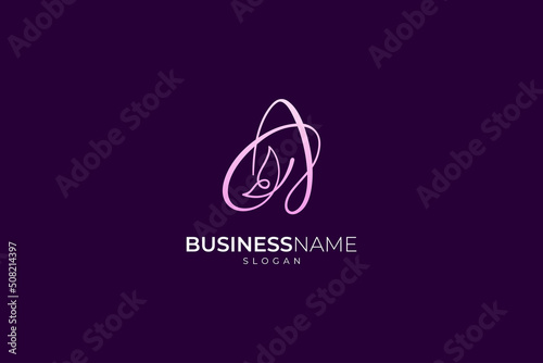 Letter A and butterfly logo, linear line design style, feminine, luxurious and elegant