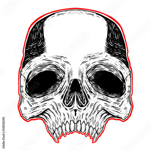 Skull head art line vector illuatration Vector photo