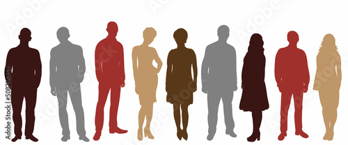 men and women silhouette on white background, isolated, vector