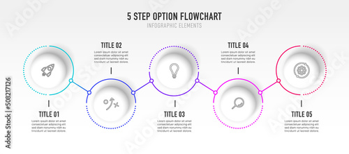 Timeline infographic design with 5 options or steps. Infographics for business concept. Can be used for presentations workflow layout, banner, process, diagram, flow chart, info graph, annual report.