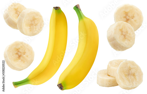 Fotografie, Tablou Ripe banana fruit slice isolated