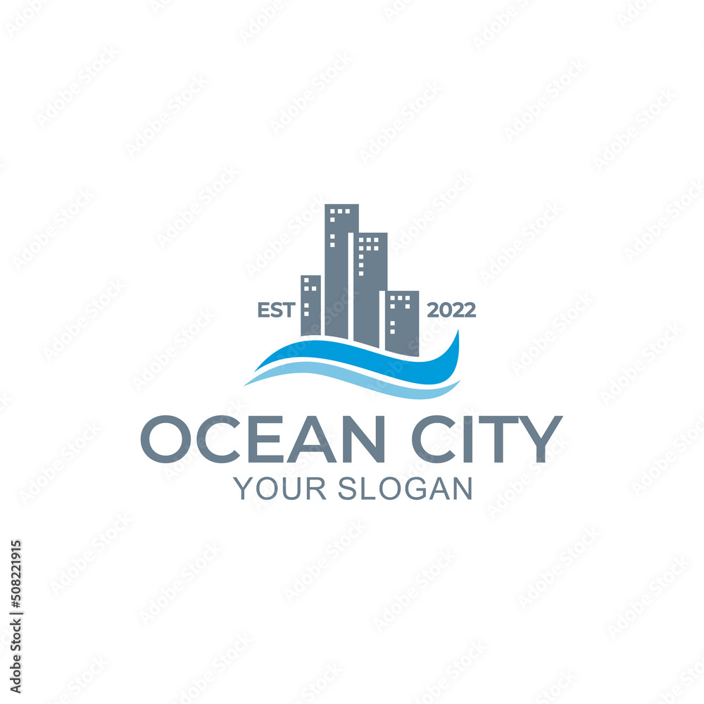 ocean city logo design vector