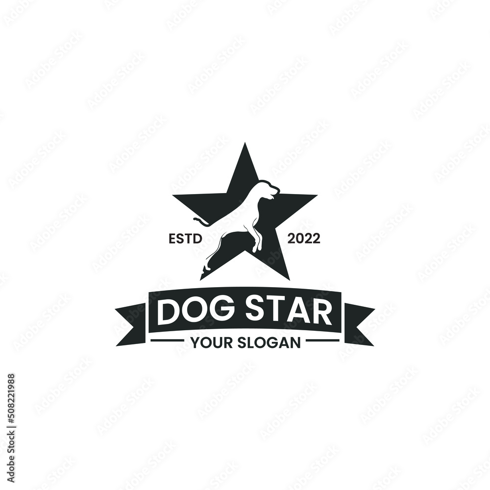 Obraz premium dog star logo design vector. for Hunting, Outdoors, Dog Lovers, Animal Lovers.