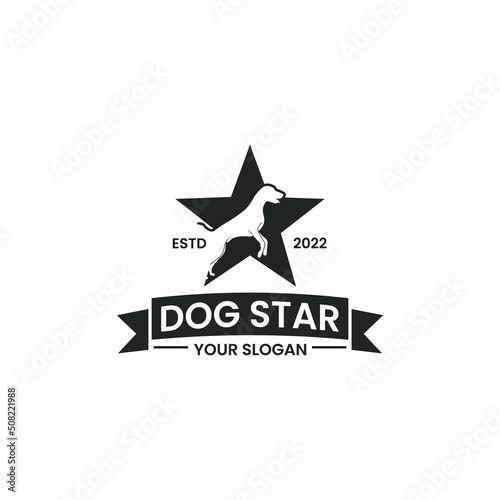 dog star logo design vector. for Hunting, Outdoors, Dog Lovers, Animal Lovers.