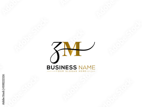 Signature ZM Logo Icon, Letter Zm mz Signature Logo Image Vector For Apparel Clothing and Fashion Brand photo