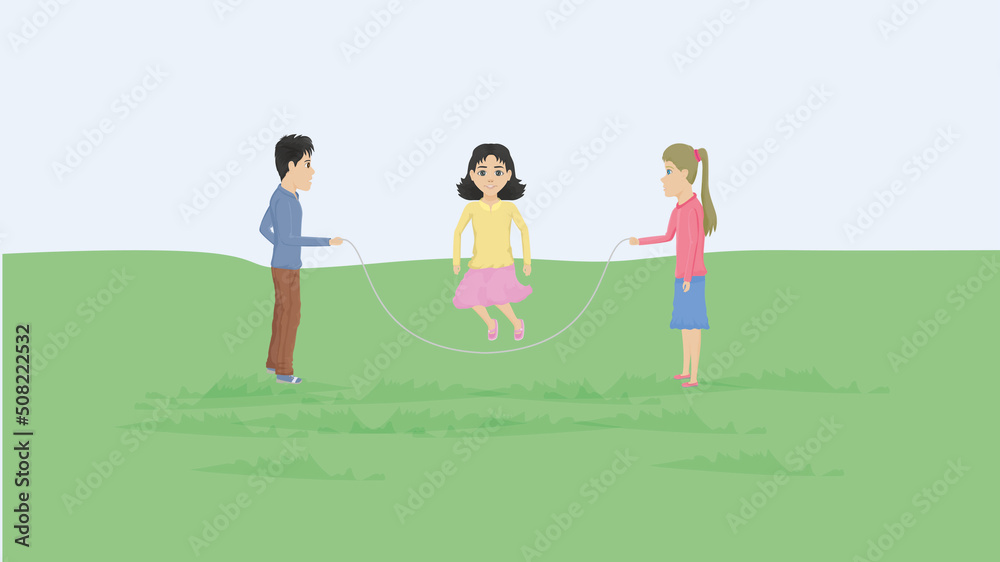 Obraz premium children skip a rope