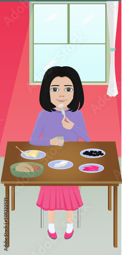 girl have breakfast
