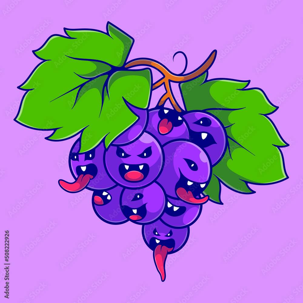 cute grape monster illustration suitable for mascot sticker and t-shirt  design Stock Vector | Adobe Stock