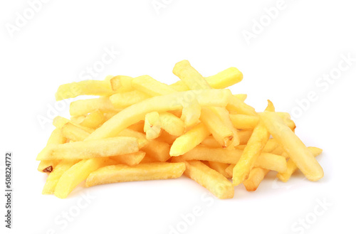 Potato fries isolated on white background with clipping path 