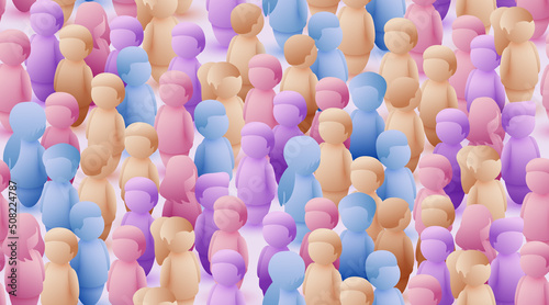 Large group of people on white background. People crowd concept.