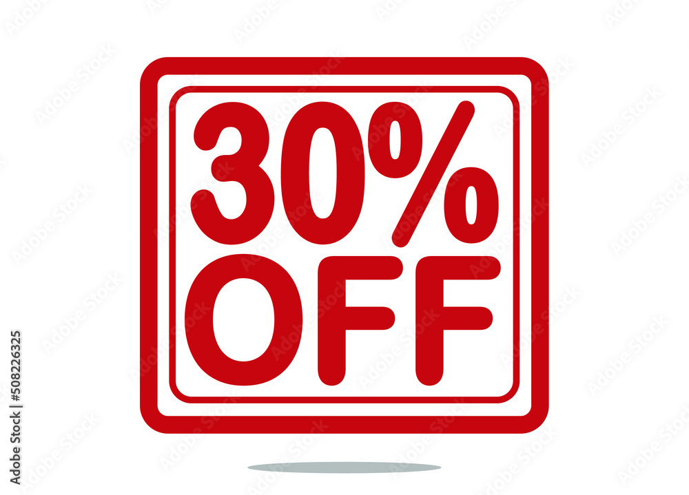 30% off red stamp text white background. 30% off red stamp text white background.