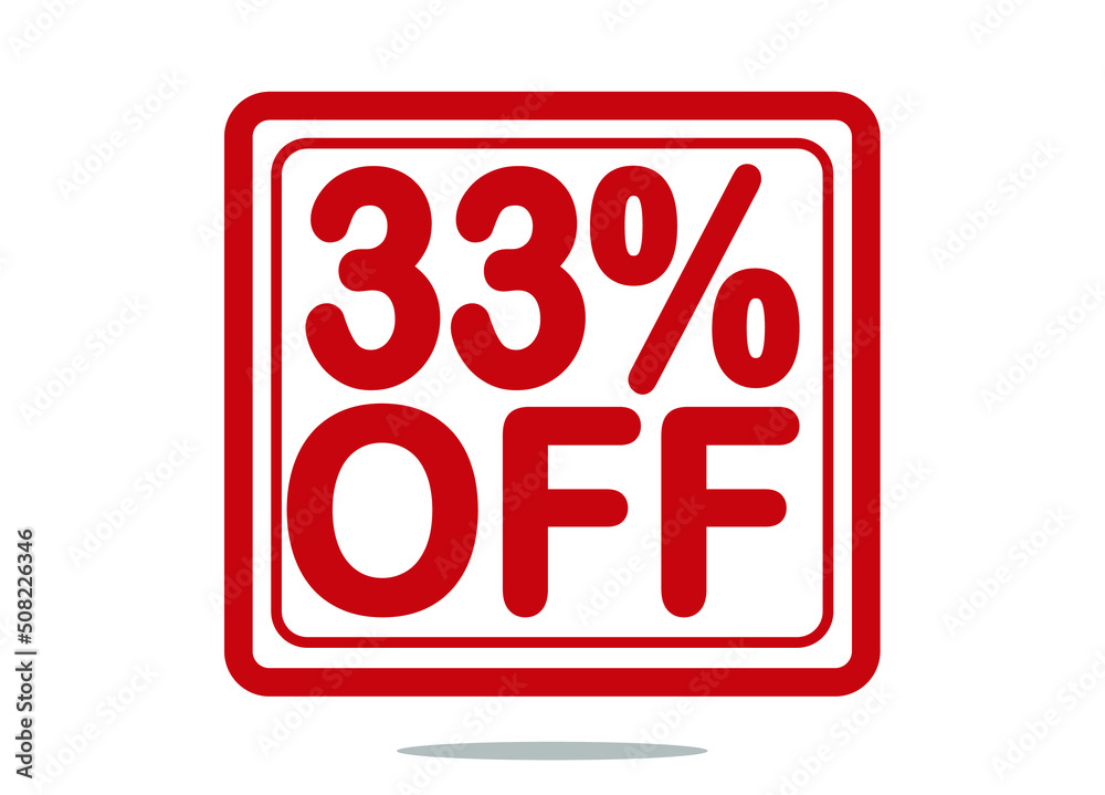 33% off red stamp text white background. 33% off red stamp text white background.