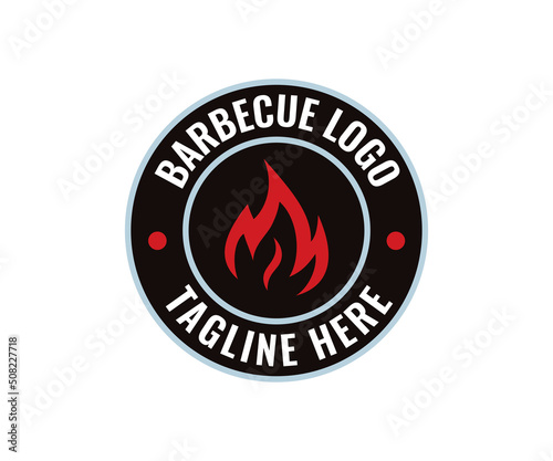 BBQ, Grill logo design. Barbecue logo design with fire flame