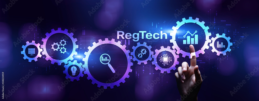 Regtech Regulation and supervision technology concept on virtual screen. Regtech Regulation and supervision technology concept on virtual screen.