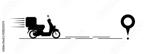 Shipping fast delivery man riding motorcycle icon symbol, Pictogram flat outline design for apps and websites.
