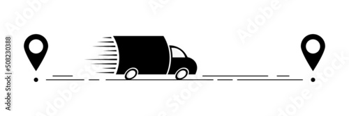 Fast delivery truck flat vector icon for applications and websites. Vector illustration.