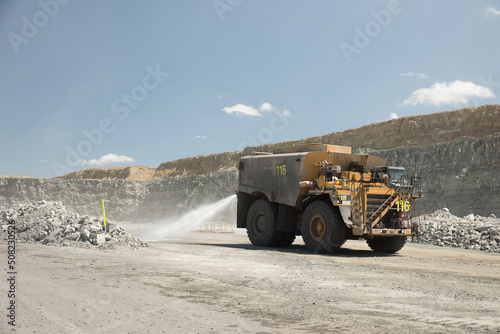 water truck working on hall road in Queensland mine