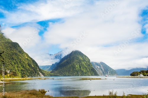 Low Tide in Milford Sound in New Zealand
