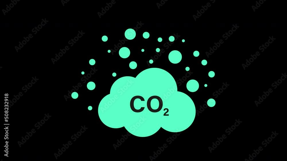 Co2 carbon dioxide cartoon animation. Animated icon on a transparent
