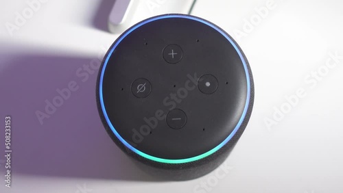 Activate speaker. Smart home vocal assistant in a modern house photo